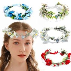 Fantasy Jewelry Headpieces Floral, King Arthur Aesthetic, Woodland Headband, Woodland Headpiece, Fairy Flower Crown, Flower Hairpiece, Elven Forest, Red Fairy, Rave Costume