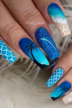 Beachy Nails, Mermaid Nails, Latest Nail Art, Nails Polish