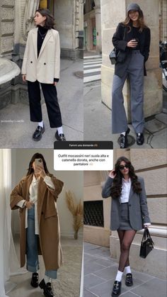 Outfit Ideas With Mocassins, Work Shoes Outfit, Formal Loafers For Women, Loafers With White Socks Outfit, Loafers Outfit Ideas Women, Loafer Outfits Women Winter, Chunky Tan Loafers Outfit, Outfit Ideas For Loafers, Work Outfits Loafers Women