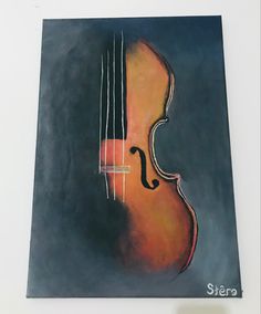 a painting of a violin with strings on it