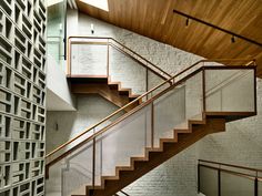 the stairs are made of metal and wood