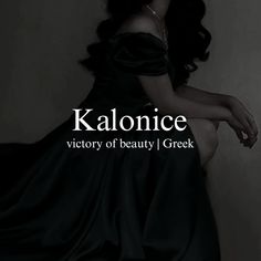 a woman in a black dress with the words kalonicee written on it