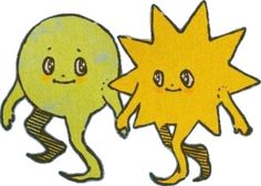 an image of two cartoon sun and moon