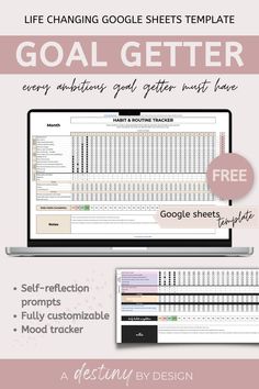 (Free) Life changing google sheets template every ambitious goal getter must have . Google sheets template | goal getter Goal Spreadsheet, Free Habit Tracker, Goal Planner Free, Life Tracker, Excel Spreadsheets Templates, Study Planner Printable