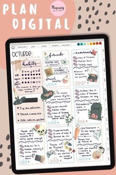 Ideas para decorar tu agenda digital - Memory plan 11-17 Octubre vacationplanner #dailyplanner #scheduleplanner. Digital Journal Aesthetic, Free Digital Planner, Agenda Digital, Digital Planner For Ipad, How To Stay Organized, Interactive Calendar, Planner Writing, Ultimate Planner, Bold Color Schemes