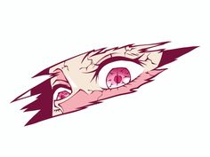 an eye with pink eyes and long eyelashes is shown in this cartoon character's face