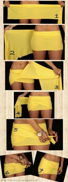 Diy Wrap Skirt, Easy Diy Clothes, Mode Tips, Diy Wrap, Diy Vetement, Diy Clothes Design, Diy Fashion Clothing, Fashion Hacks Clothes