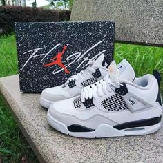 Nike Air Jordan 4 Retro Ps Military Black Shoes Brand New With Original Box 100% Authentic Beautiful Colorway Color: White/ Black Thank You For Considering Our Store! We Appreciate Your Business And Support! Please Give Me A Quote If You Are Willing Cute Nike Shoes Jordan, Newest Jordans Nike, Jorden 3 Shoes, Air Forces Jordans, Nike Air Jordan Shoes Black, Jordan Shoes Cool, Jordan Shoes Women Trendy, Jordans 4 Slippers, Air Jordan 4s Nike