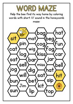 the word maze worksheet for kids to learn how to read and spell words