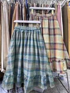 Lasaky - Vintage Retro Plaid A-line Skirt with Color Block High Waist and Loose Fit College Style Long Skirt Style Long Skirt, Cottage Core Outfit, College Style, Little Outfits, Lovely Clothes, Body Con Skirt, College Fashion, Green Skirt, Skirt Pattern