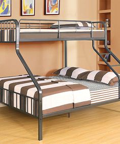 a bunk bed with two sets of stairs