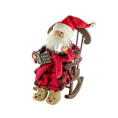 a santa clause sitting in a rocking chair