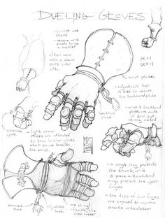 some drawings of gloves and hands