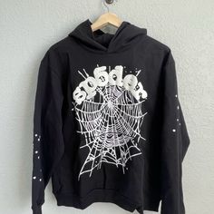 Size Small With Receipt!!! Black Spider Hoodie, Spider Sweater, Black And White Hoodie, Spider Worldwide, Black And White Spider, Spider Hoodie, Xmas List, Black Spider, White Hoodie