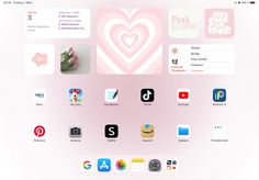 an image of some app icons on a computer screen with pink and white colors in the background