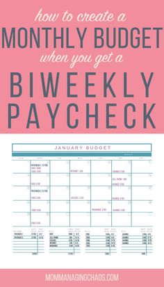 a blue and white budget sheet with the text how to create a month - by - month budget when you get a bi weekly paycheck