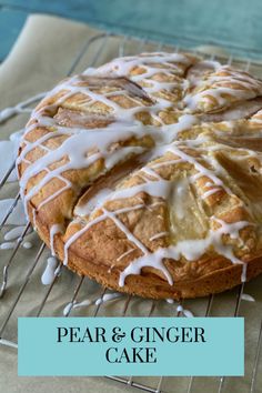 a close up of a cake on a cooling rack