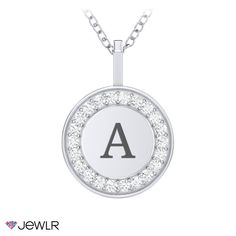 Simple and elegant, this initial disc pendant featuring sparkling accent stones is the perfect gift for yourself or someone you love. Personalize with an engraved initial, and customize in your choice of sterling silver or gold. Luxury White Gold Round Initial Necklace, Sterling Silver Initial, Disc Pendant, Disc Necklace, Initial Pendant, Peace Symbol, Free Gifts, Halo, Initials