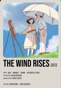 the wind rises poster with two people holding an umbrella