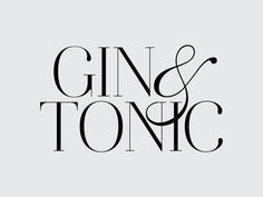 the logo for gin and tonic is shown in black on a light blue background,