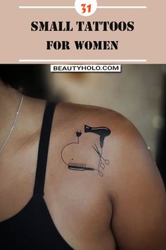 small tattoo designs for women on the shoulder and chest, with text overlaying it