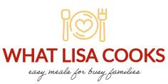 the logo for what lasa cooks is shown in red and yellow with a fork, knife