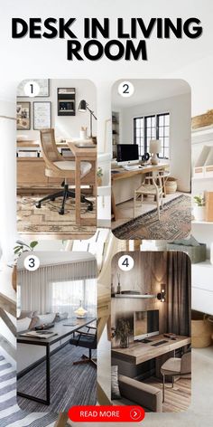 a series of photos showing different types of furniture in the living room and dining room