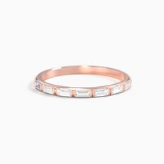 10K Rose Gold Baguette Half Eternity Stackable Band | Lee Fiori Recycled Gold, Lab Diamonds, Shopping Cart