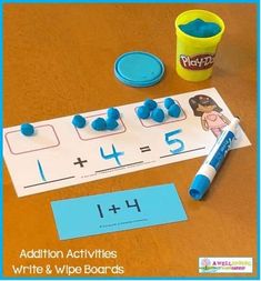 addition activities for kids to write and wipe numbers