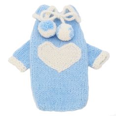 a blue dog sweater with a heart on it