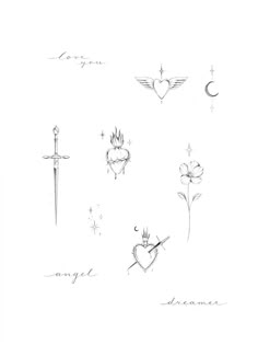 an image of tattoos with hearts and arrows