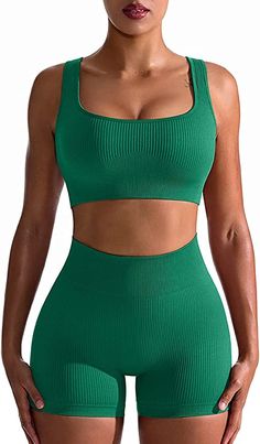 Amazon.com: OQQ Workout Outfits for Women 2 Piece Seamless Ribbed High Waist Leggings with Sports Bra Exercise Set : Clothing, Shoes & Jewelry Sports Bra Set, Workout Outfits, Outfit Trends, Workout Sets, Workout Outfit, Yoga Shorts, Tracksuit Women, Sport Bra, Outfit Inspo Fall