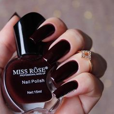 Matte Nail Polish Colors, Nail Colors For Pale Skin, Rose Nail Polish, Silver Nail Designs, Wine Nails, Grunge Nails, Rose Nails, Colorful Nail Designs, Luxury Nails