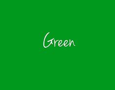 the word green written in white on a green background