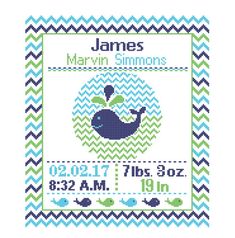 a cross stitch pattern with the birth date for james and mary simmons, on it