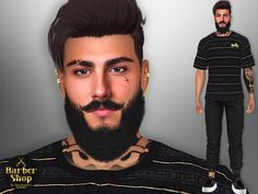 an animated man with a beard and piercings