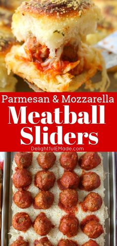 meatball sliders with parmesan and mozzarella on top are the perfect appetizer for any party