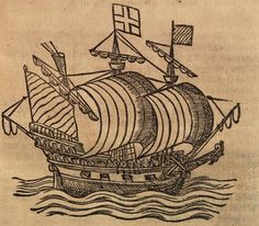 an old drawing of a ship in the water