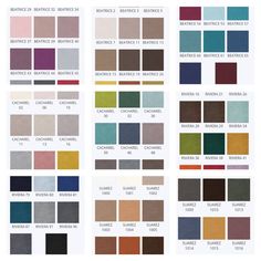 the color chart for different colors of fabric