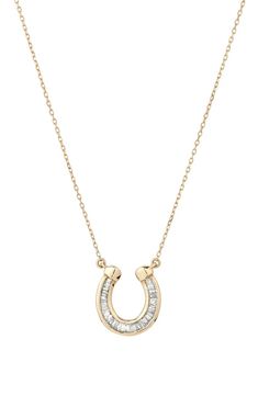 Adina Reyter Baguette Diamond Horseshoe Pendant Necklace | Nordstrom Horseshoe Necklace Gold, Baguette Necklace, Zodiac Pendant Necklace, Adina Reyter, Horseshoe Pendant, Horseshoe Necklace, Equestrian Jewelry, Diamond Guide, Sterling Necklaces