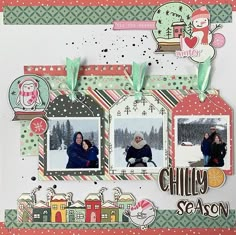 a scrapbook page with christmas pictures and words