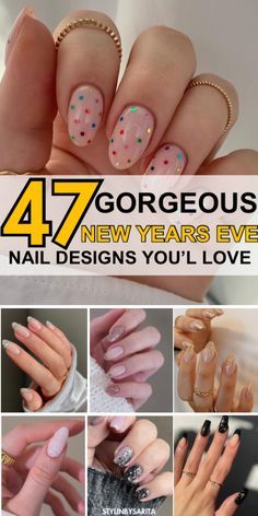 Nail Designs Men, New Years Eve Nail Designs, New Years Eve Nail, Nails New Years, New Years Nail, Nye Nails, New Years Nails, New Years Nail Art, New Years Nail Designs