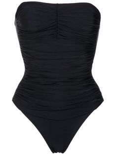 Black stretch-polyamide mesh strapless Melissa swimsuit from Lygia & Nanny featuring a strapless design top with removable cups, an internal elasticated pannel for added bra support, a removable strap, gathering effect that enhances the upper body, UPF 50+ satin-like fabric, an elasticated trimming, a lining and a fresh touch. This piece was created and produced carefully for you. Ensure this piece durability by following the inner tag washing instructions. Swimwear must be tried on over your own garments. Preppy Swimsuit, Cute Bodysuits, Bra Support, Strapless Swimsuit, Cute Bathing Suits, Summer Swim Suits, Support Bras