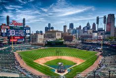 a baseball stadium filled with lots of people