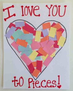 i love you to pieces card made with post it notes