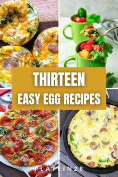 four egg dishes displayed in a collage Omelette In A Mug, Quick Egg Recipes, Pizza Frittata, Ways To Make Eggs, Egg Recipes For Dinner, Eggs Dinner, Easy Egg Recipes, Egg Dishes, Easy Meals For Kids