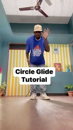 a man standing in front of a ceiling fan with the words circle guide on it