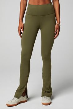 Define PowerHold® Split Hem Legging Fabletics Utility Green female Activewear >> Womens >> Bottoms >> Leggings >> Full Length PowerHold regular Everyday/Training 4-Way Stretch/Moisture-Wicking/UPF Protection Female Activewear, Hem Leggings, Flare Pant, Too Cute, Split Hem, Active Wear For Women, Flare Pants, Moisture Wicking, Womens Bottoms