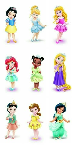 the princesses are all dressed up in their dresses