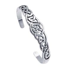 This sterling silver cuff bracelet features an intricate openwork Celtic weave design that catches the eye. It can be worn as is or paired with additional plain cuff bracelets for a more complex look. Shotgun Shell Jewelry, Celtic Jewellery, Silver Celtic Jewelry, Target Jewelry, Celtic Weave, Silver Cuff Bangle, Accessories Silver, Cuff Jewelry, Cuff Bangle Bracelet